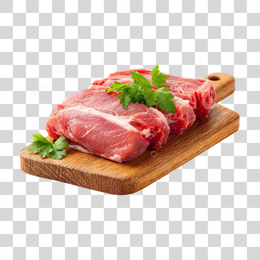 Cortes de Carne em Tábua de Madeira PNG Transparente