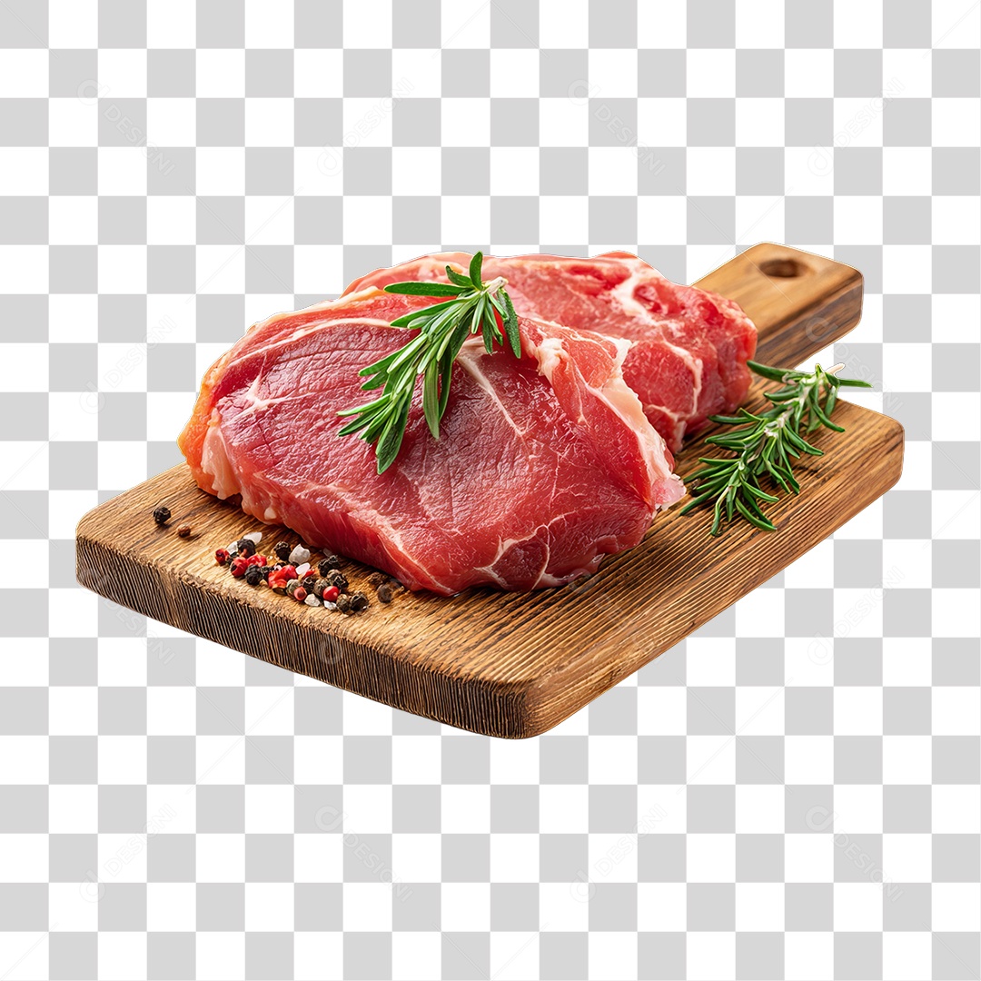 Cortes de Carne em Tábua de Madeira PNG Transparente
