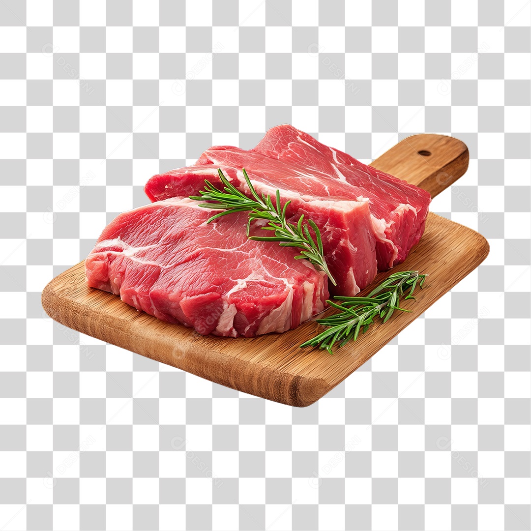 Cortes de Carne em Tábua de Madeira PNG Transparente