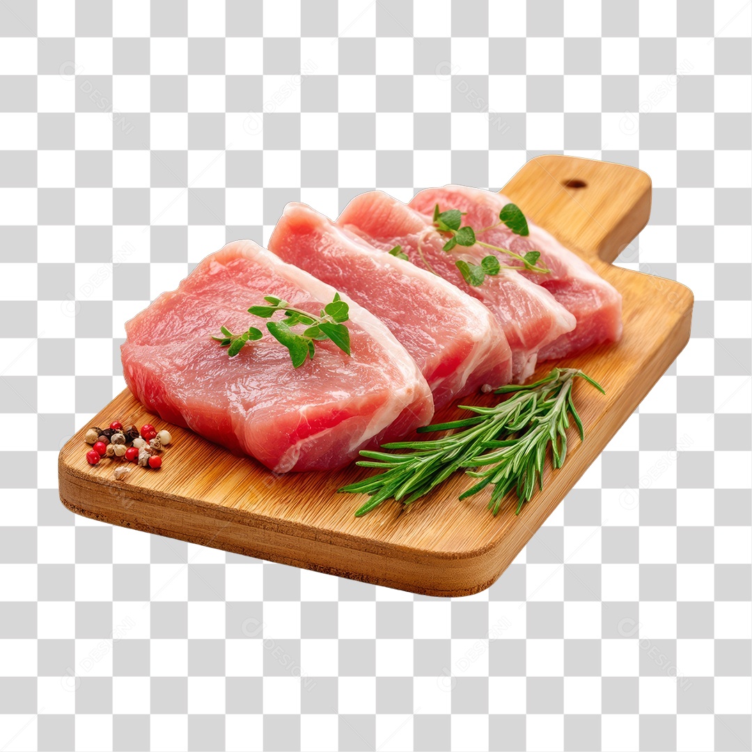 Cortes de Carne em Tábua de Madeira PNG Transparente