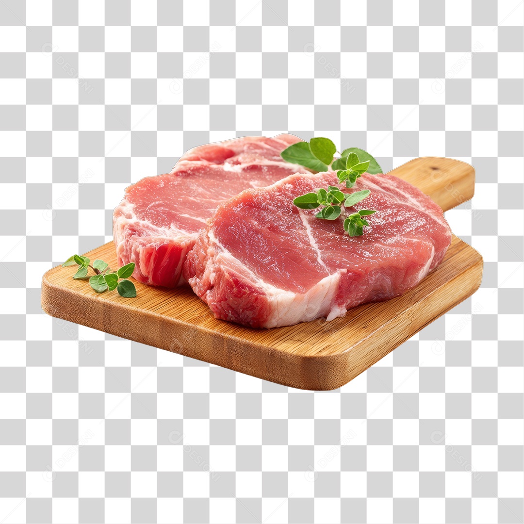 Cortes de Carne em Tábua de Madeira PNG Transparente