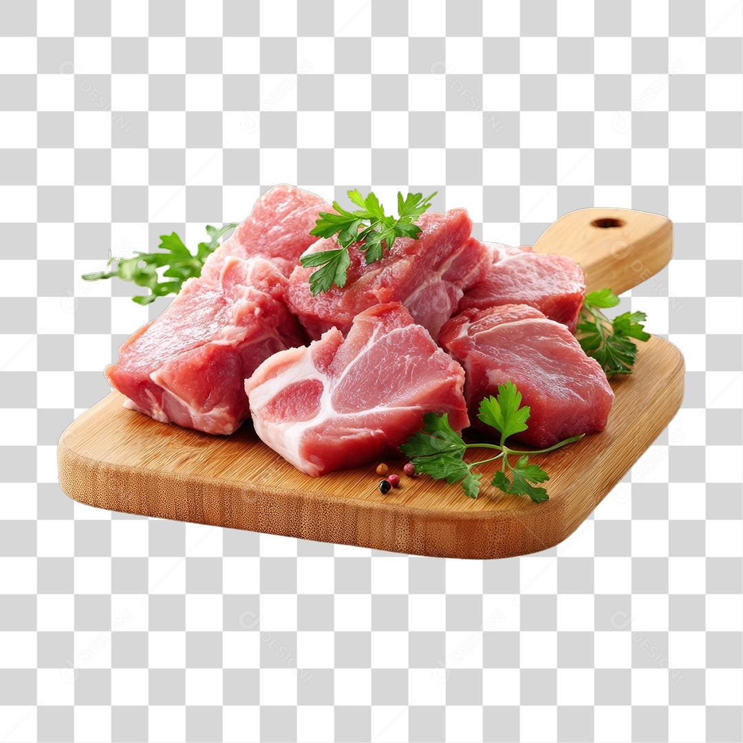 Cortes de Carne em Tábua de Madeira PNG Transparente