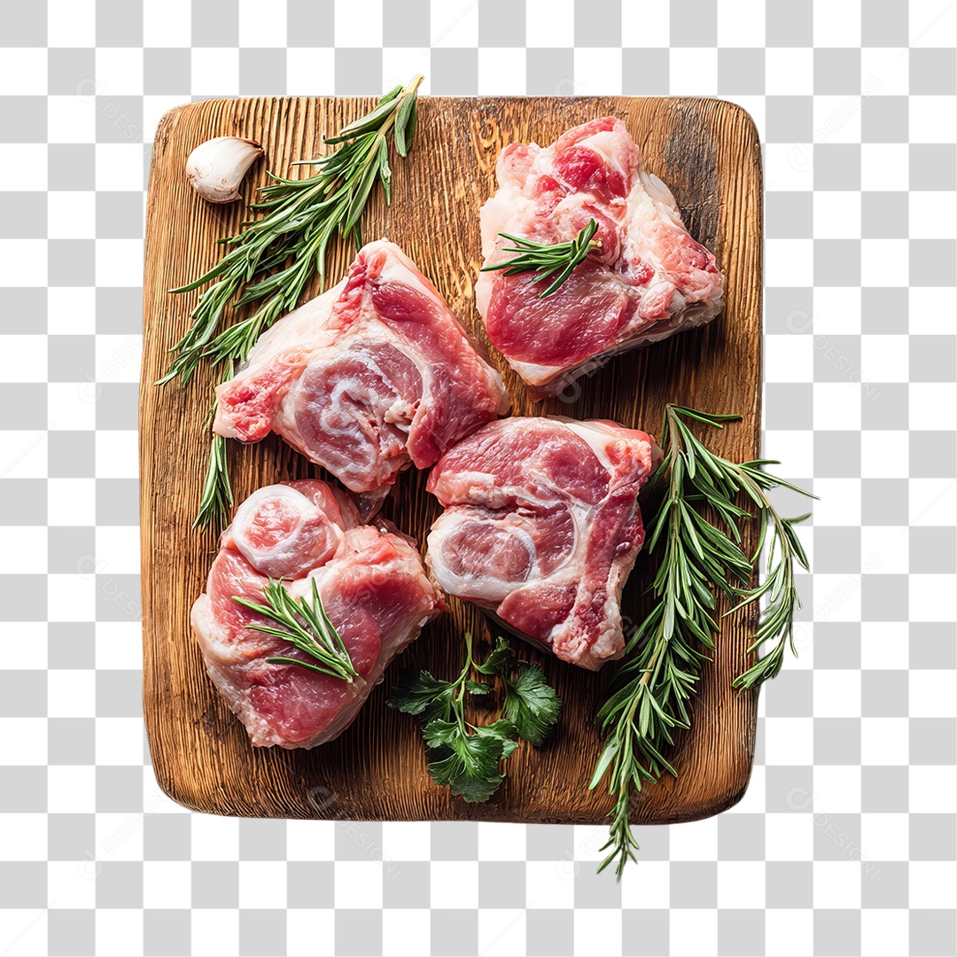 Cortes de Carne em Tábua de Madeira PNG Transparente