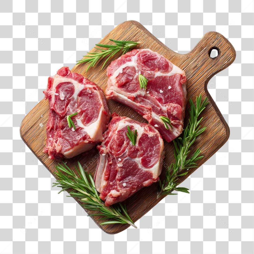 Cortes de Carne em Tábua de Madeira PNG Transparente