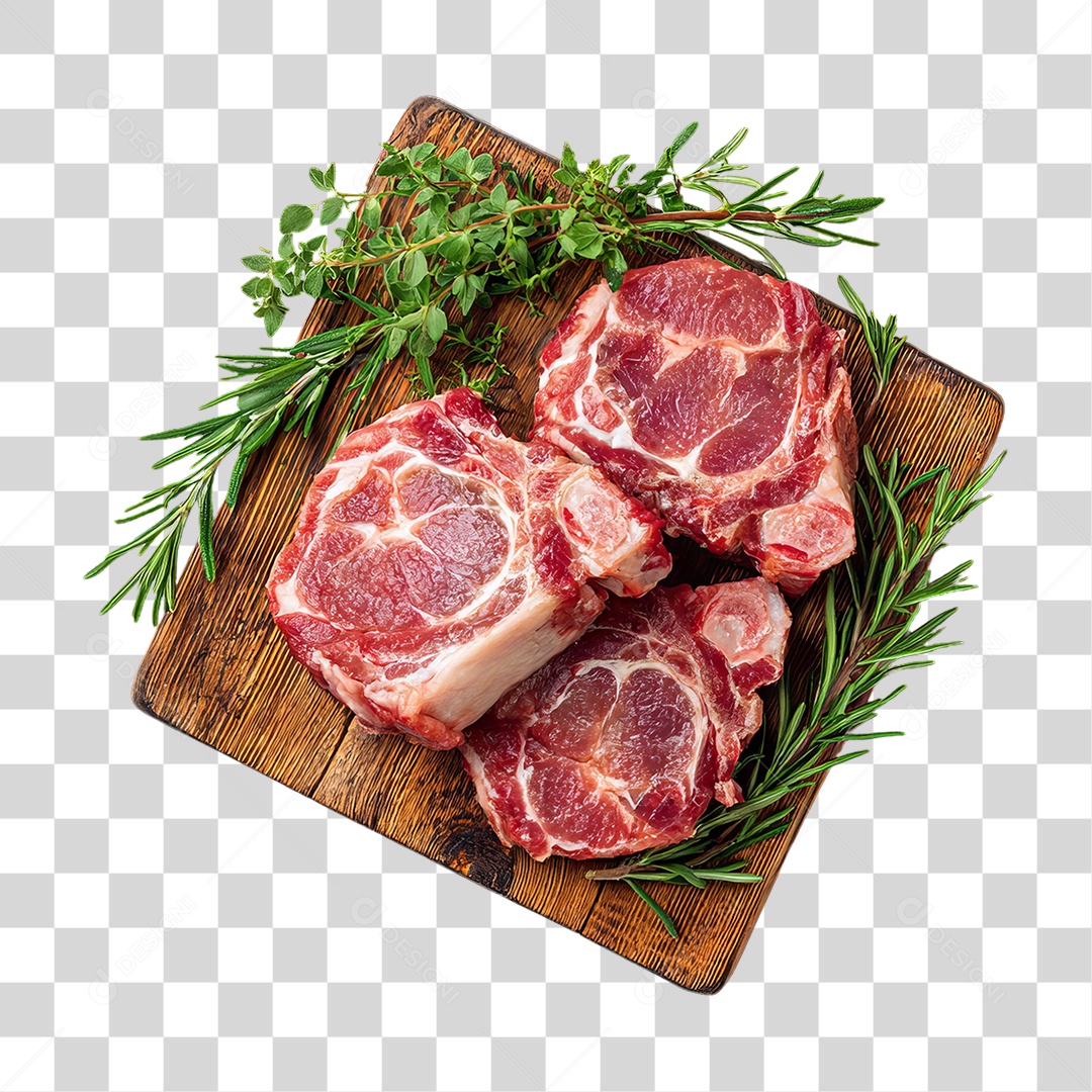 Cortes de Carne em Tábua de Madeira PNG Transparente