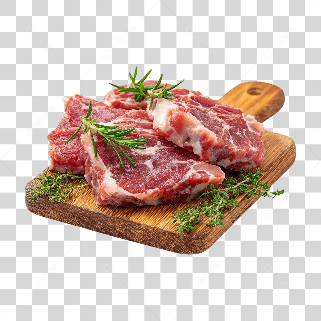 Cortes de Carne em Tábua de Madeira PNG Transparente