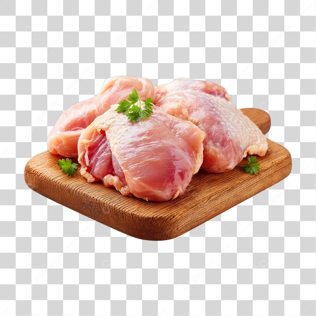 Coxas de Frango em Tábua de Madeira PNG Transparente