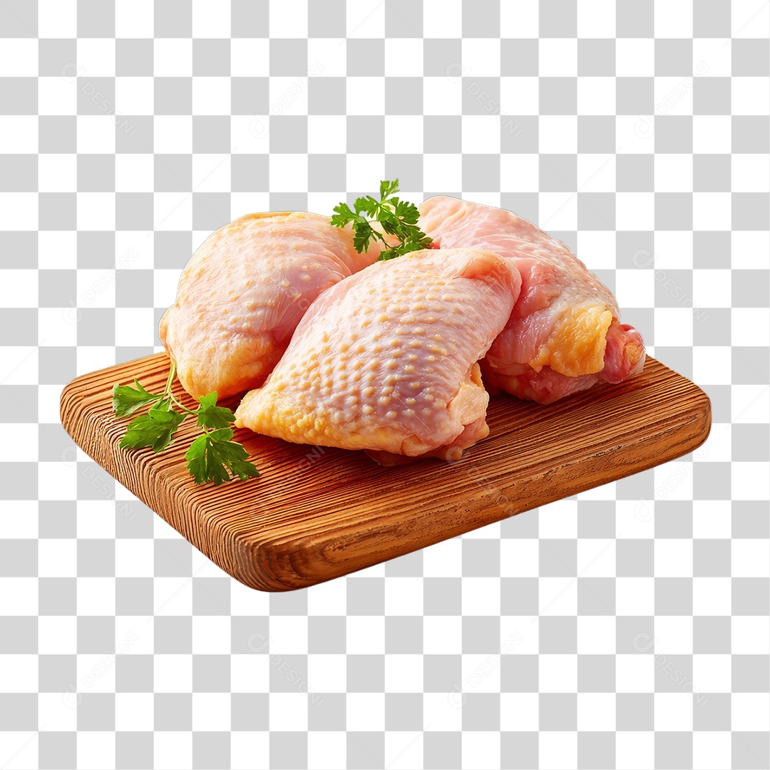 Coxas de Frango em Tábua de Madeira PNG Transparente