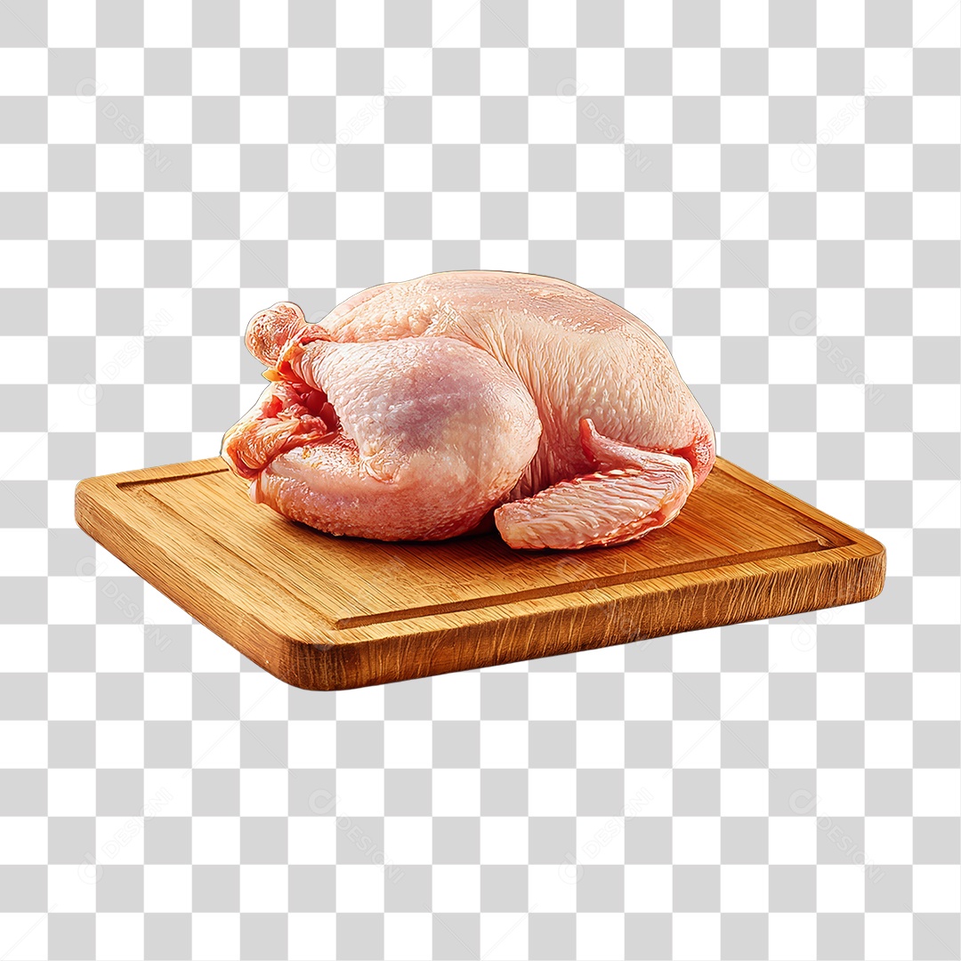 Frango Inteiro em Tábua de Madeira PNG Transparente