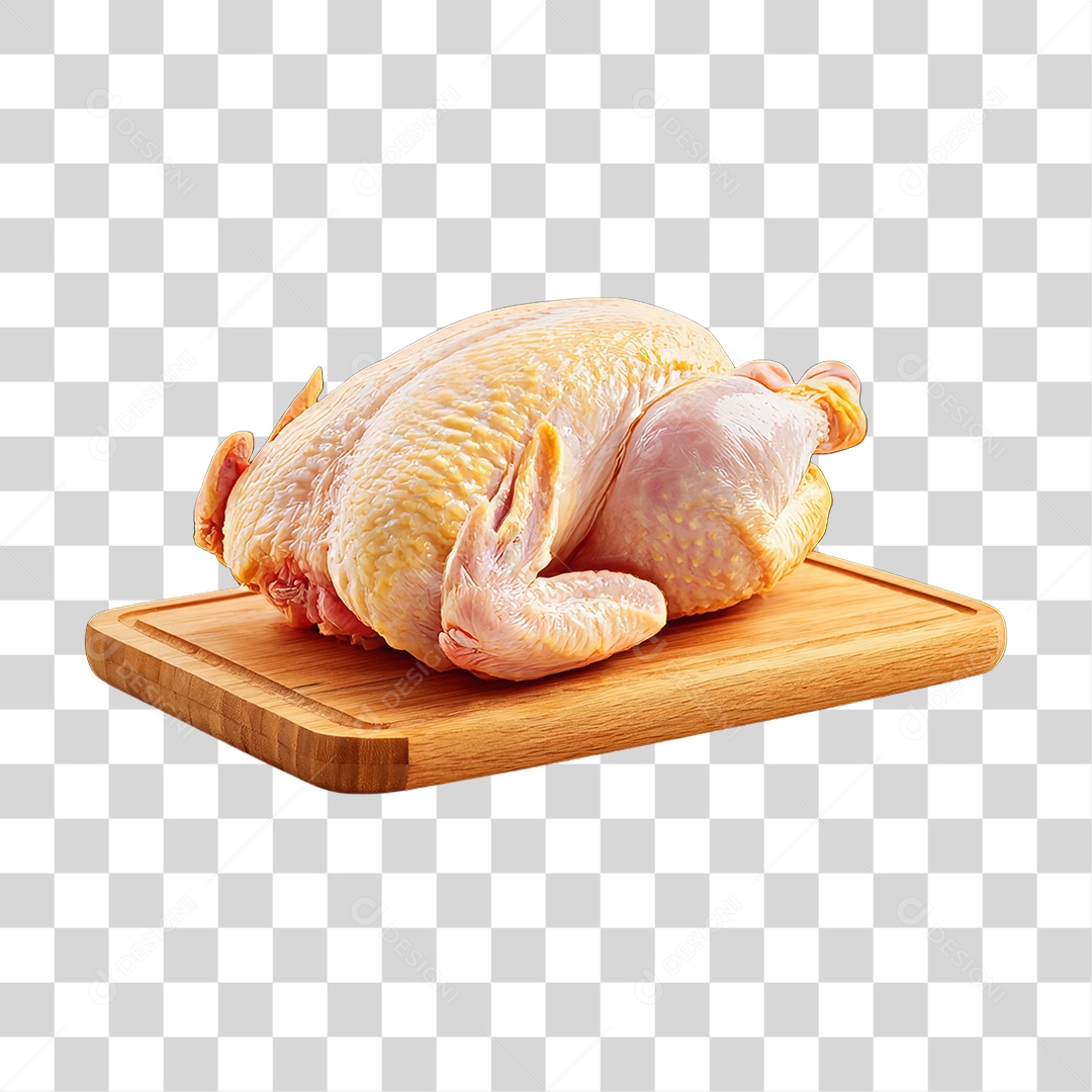 Frango Inteiro em Tábua de Madeira PNG Transparente