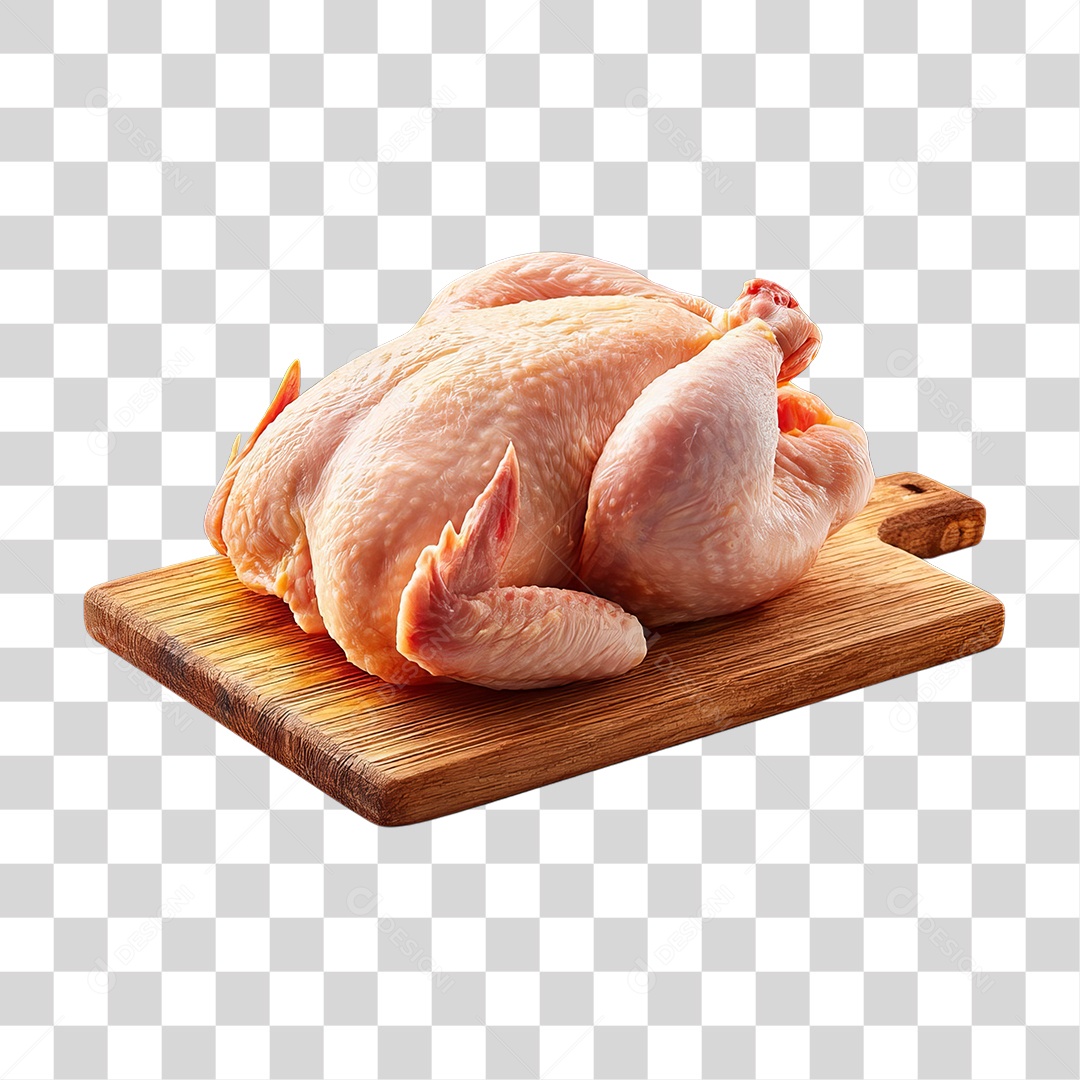 Frango Inteiro em Tábua de Madeira PNG Transparente