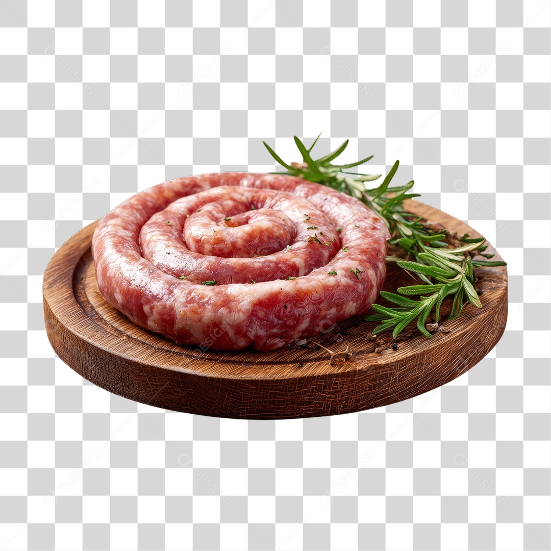 Linguiça em Tábua de Madeira PNG Transparente