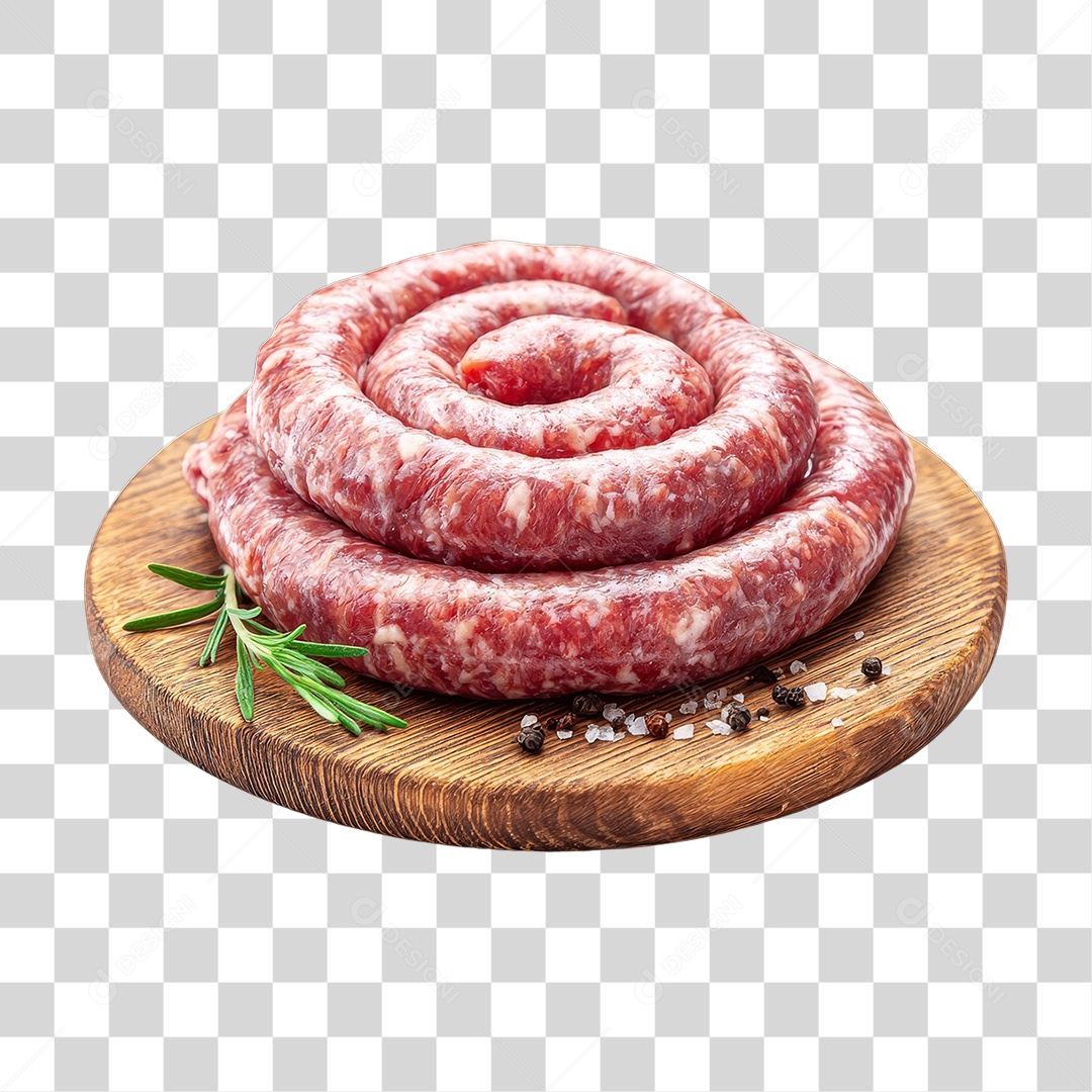 Linguiça em Tábua de Madeira PNG Transparente