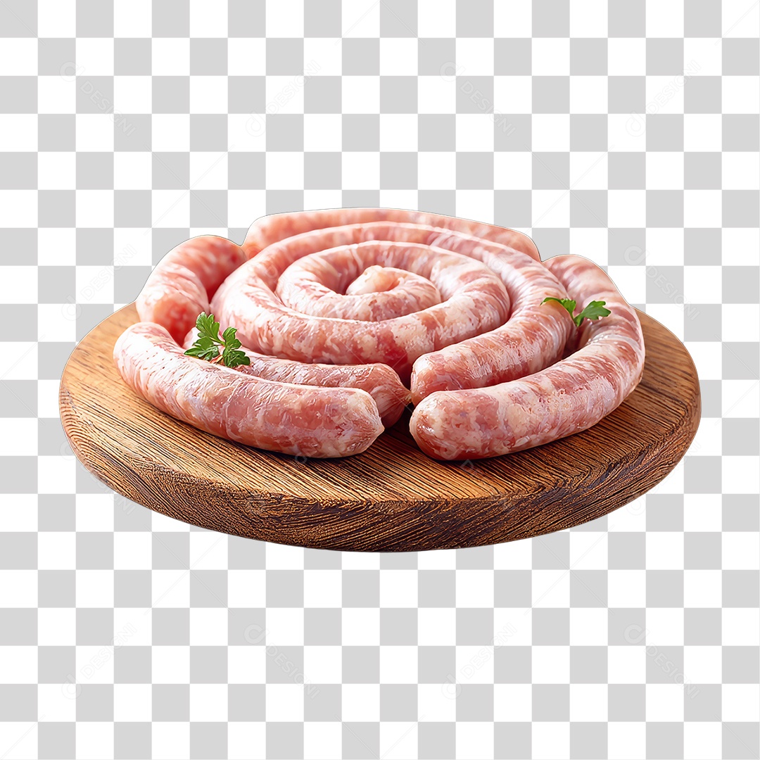 Linguiça em Tábua de Madeira PNG Transparente