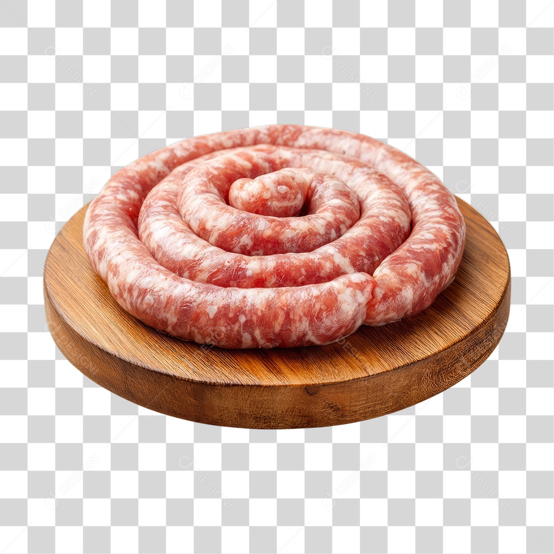 Linguiça em Tábua de Madeira PNG Transparente