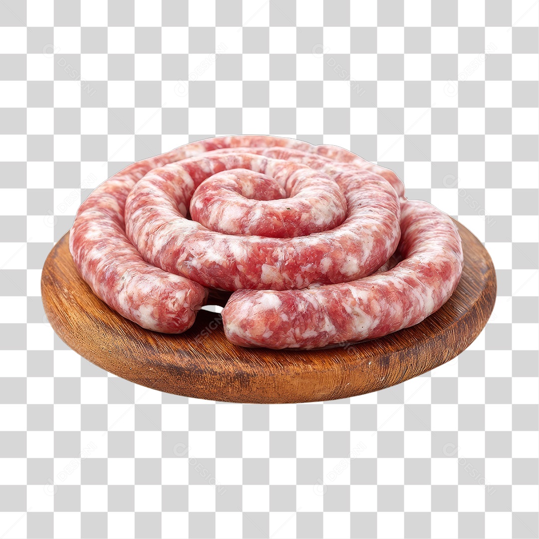 Linguiça em Tábua de Madeira PNG Transparente