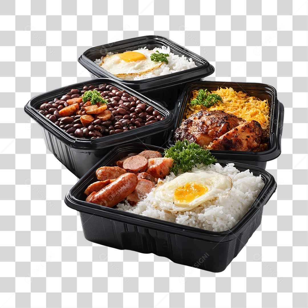 Marmitas de Comida Almoço PNG Transparente