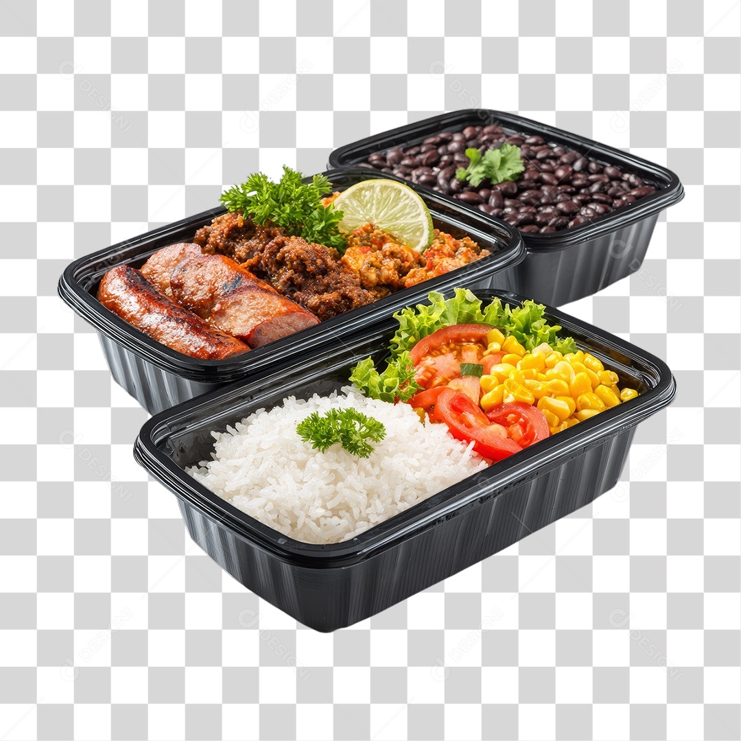 Marmitas de Comida Almoço PNG Transparente