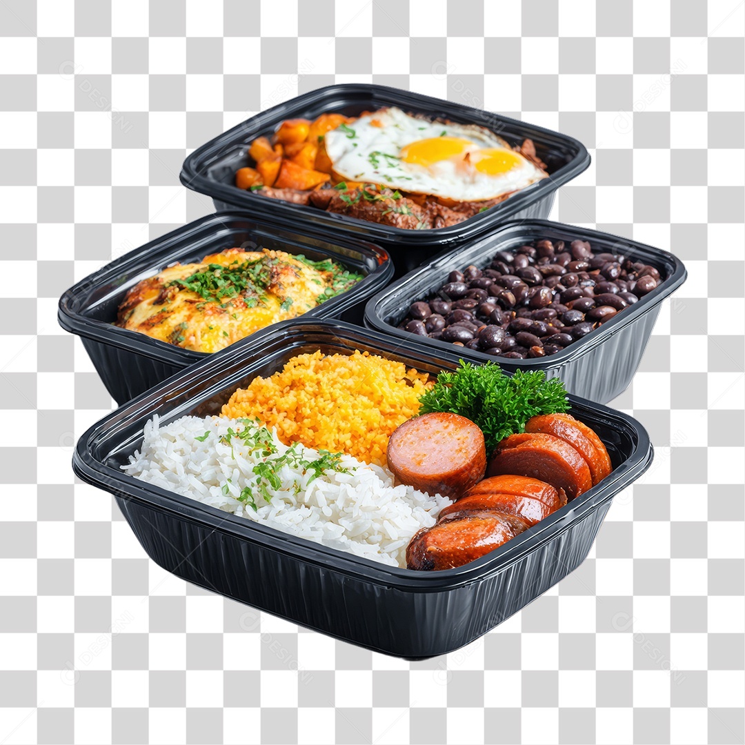 Marmitas de Comida Almoço PNG Transparente