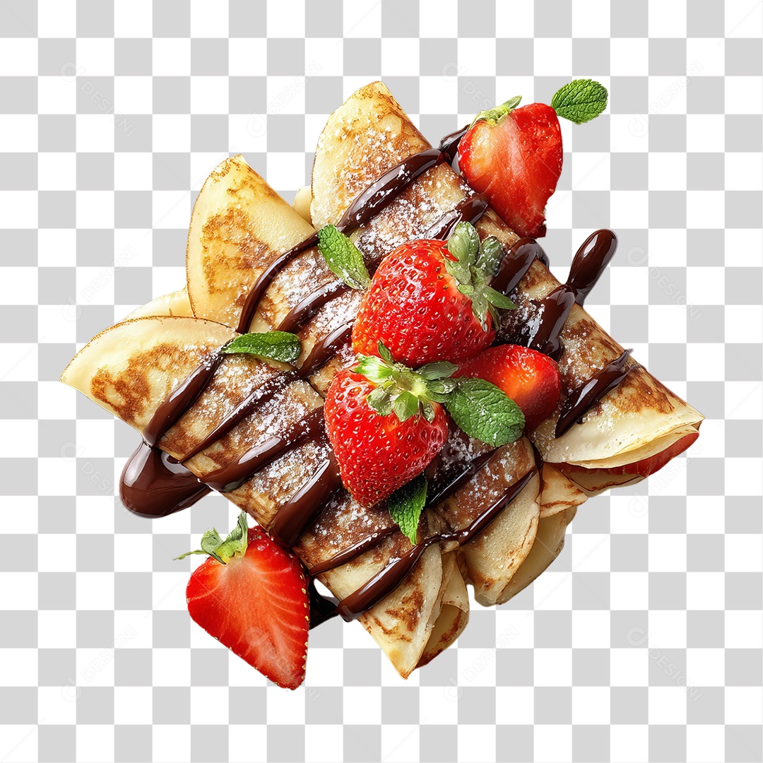 Panqueca Doce Recheada com Morangos PNG Transparente