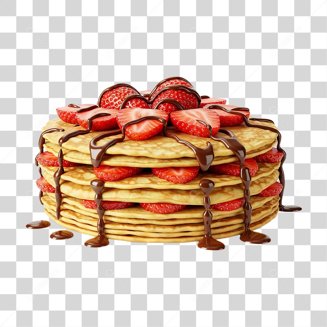 Panqueca Doce Recheada com Morango PNG Transparente