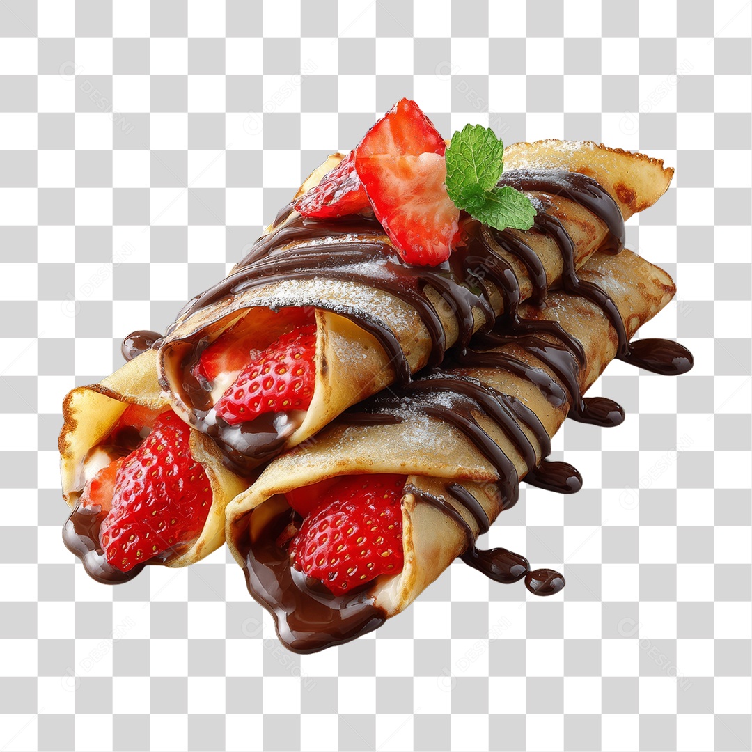 Panqueca Doce Recheada com Morango PNG Transparente