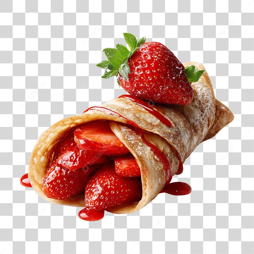 Panqueca Doce Recheada com Morango PNG Transparente