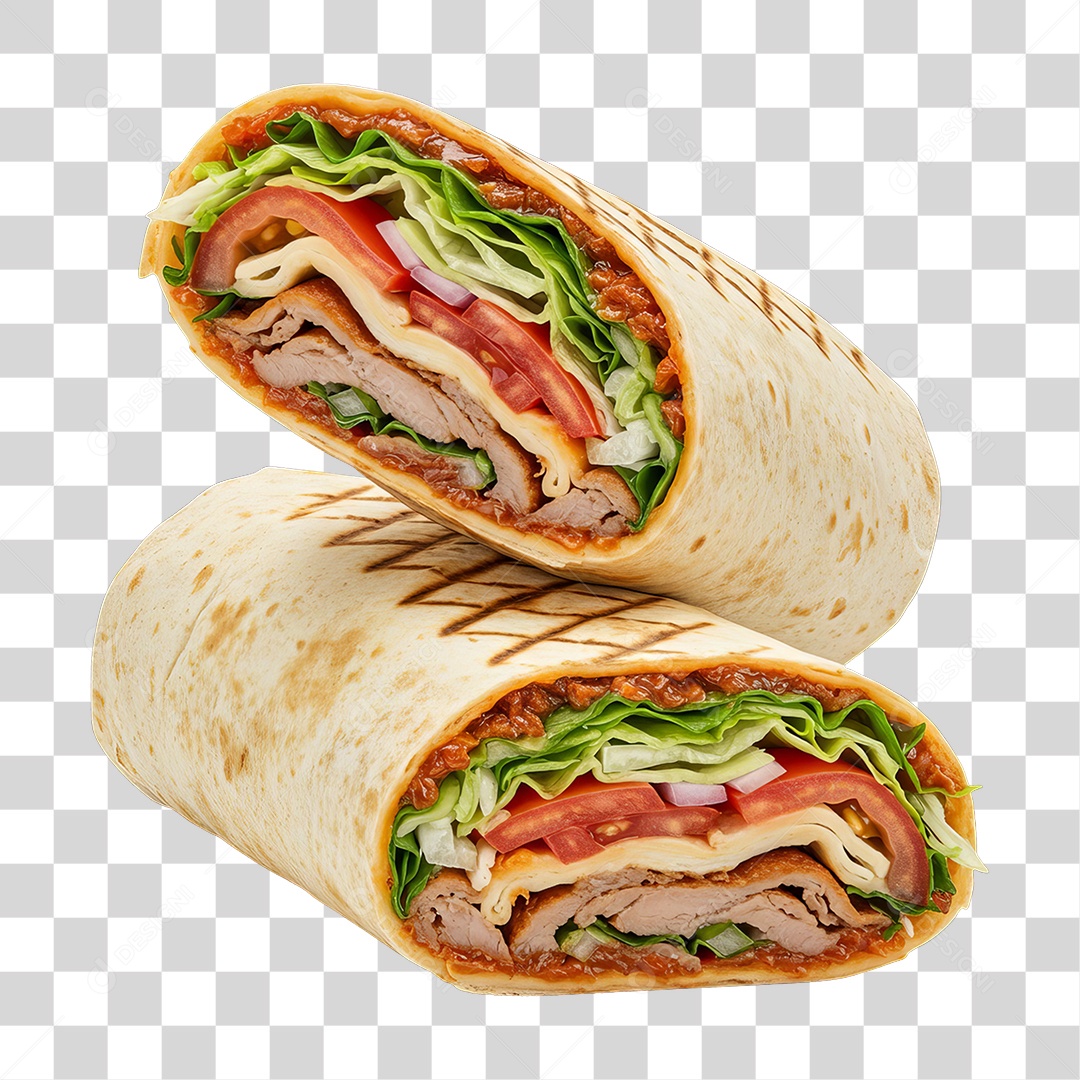 Lanche Shawarma Recheado PNG Transparente