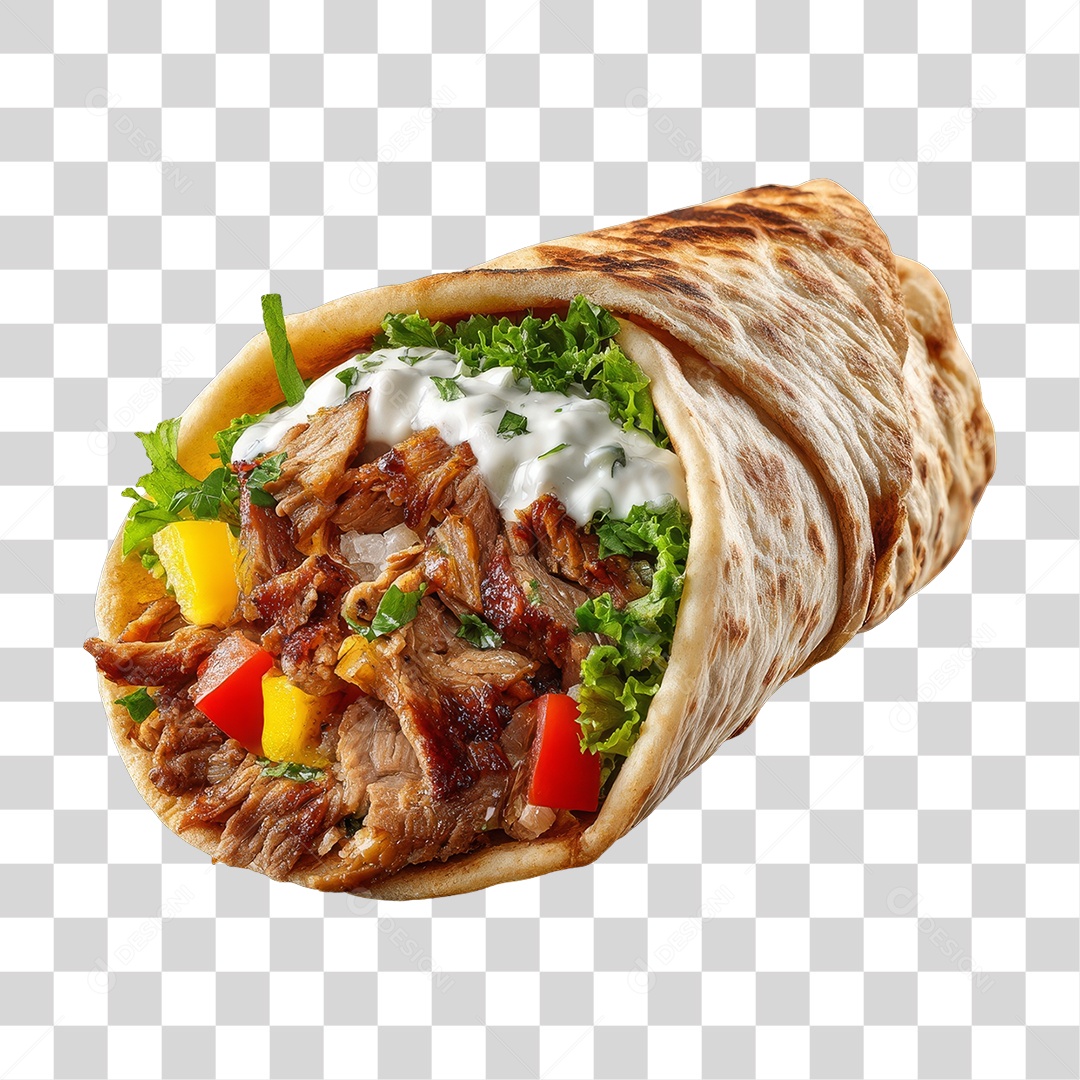 Lanche Shawarma Recheado PNG Transparente