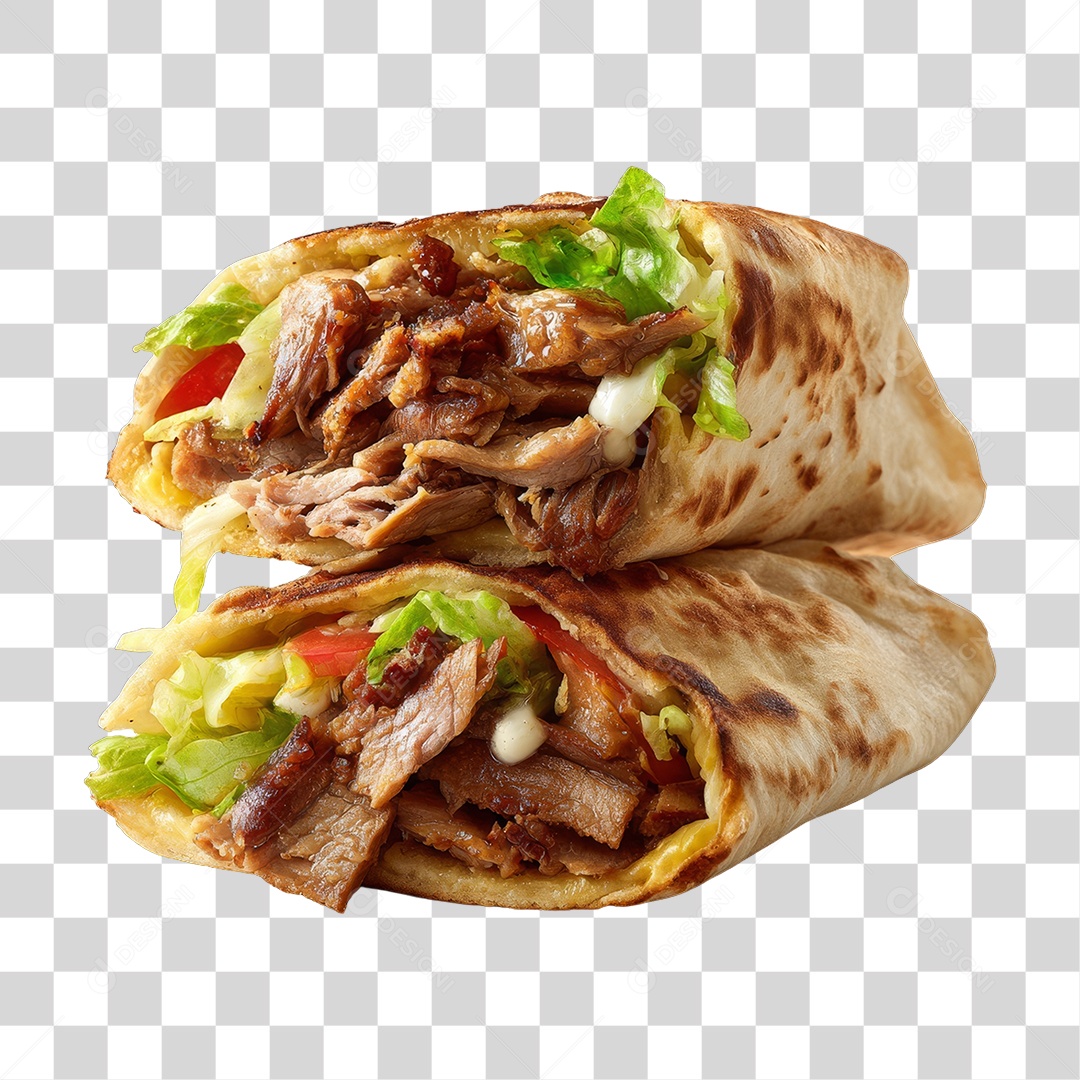 Lanche Shawarma Recheado PNG Transparente