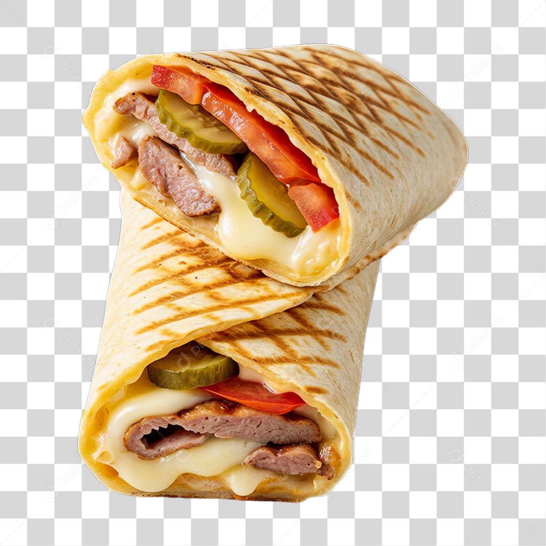 Lanche Shawarma Recheado PNG Transparente
