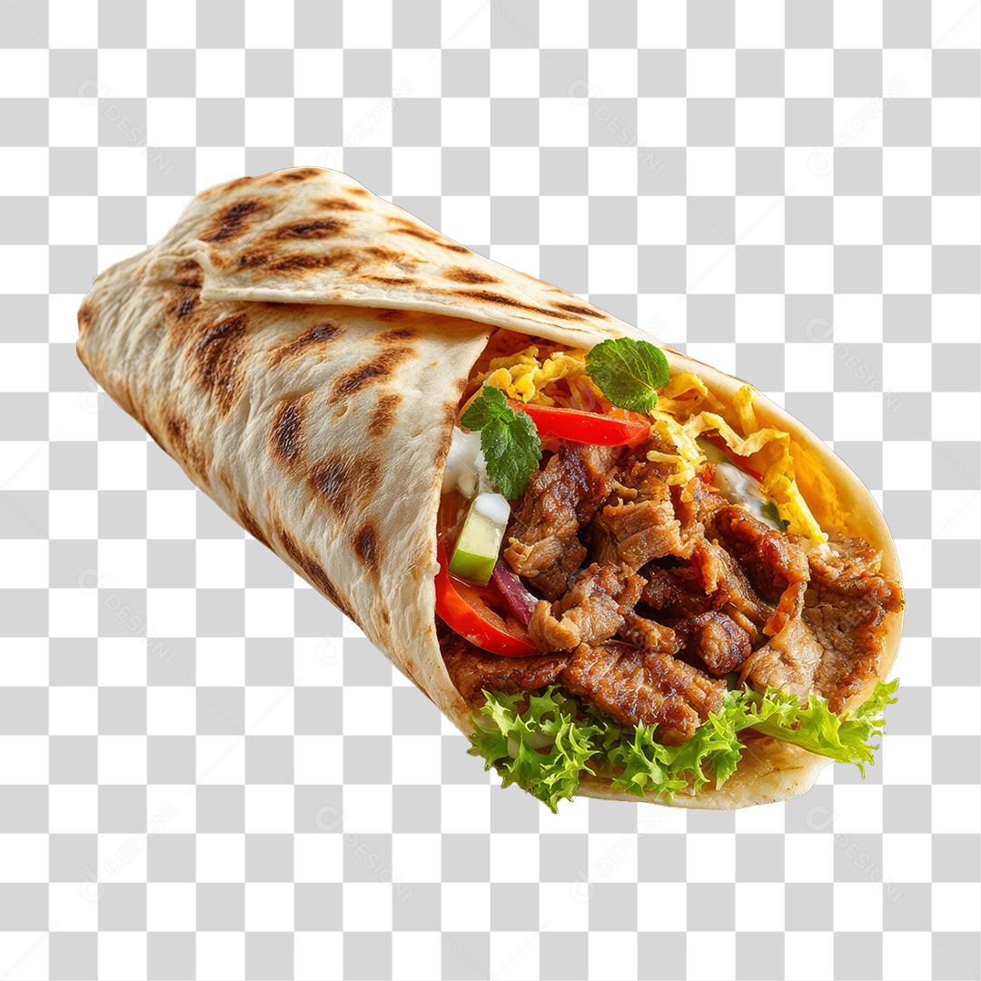 Lanche Shawarma Recheado PNG Transparente