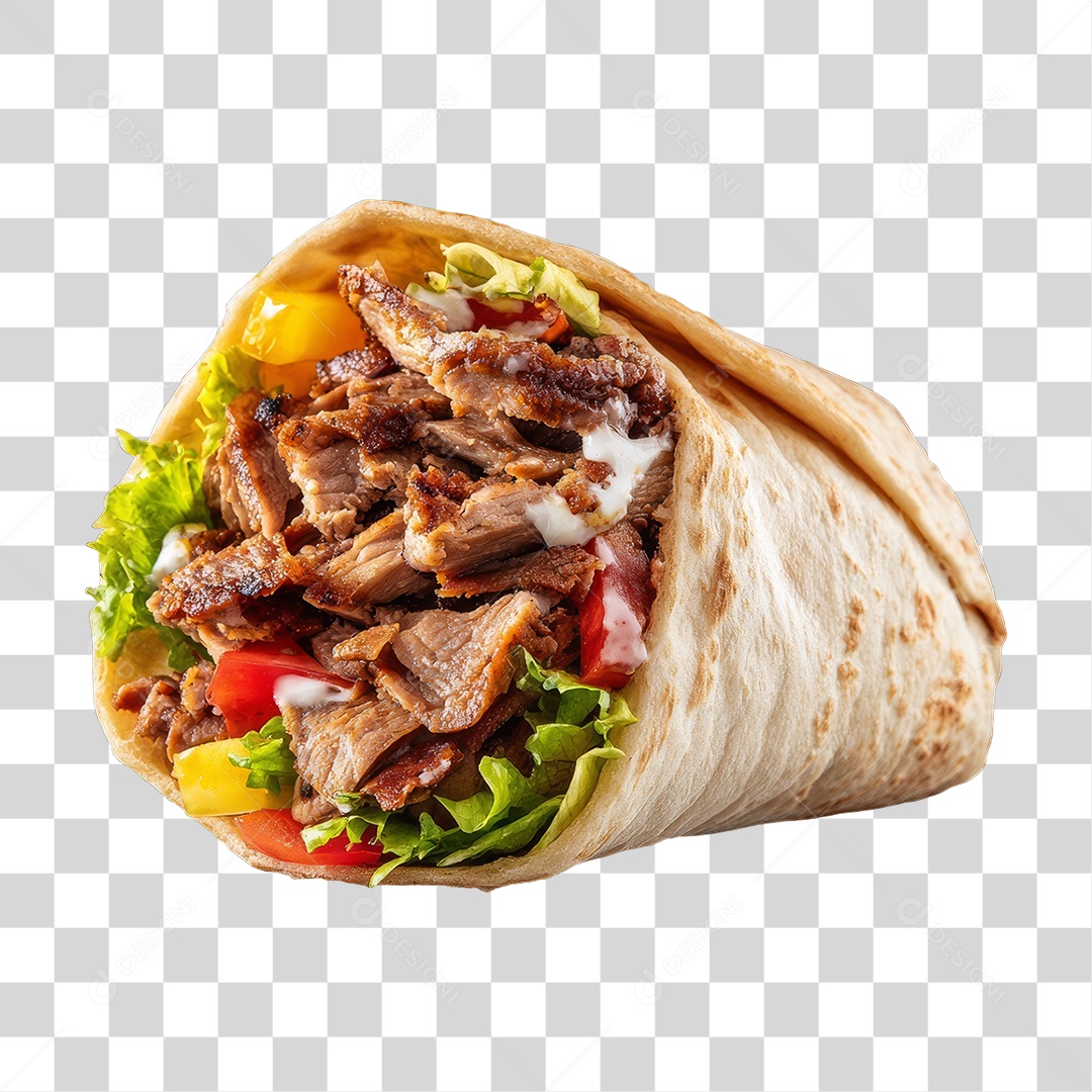 Lanche Shawarma Recheado PNG Transparente