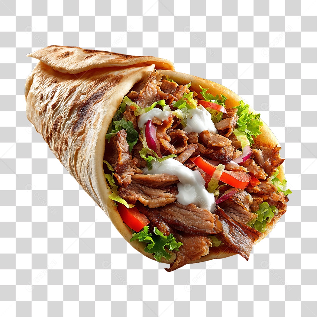 Lanche Shawarma Recheado PNG Transparente