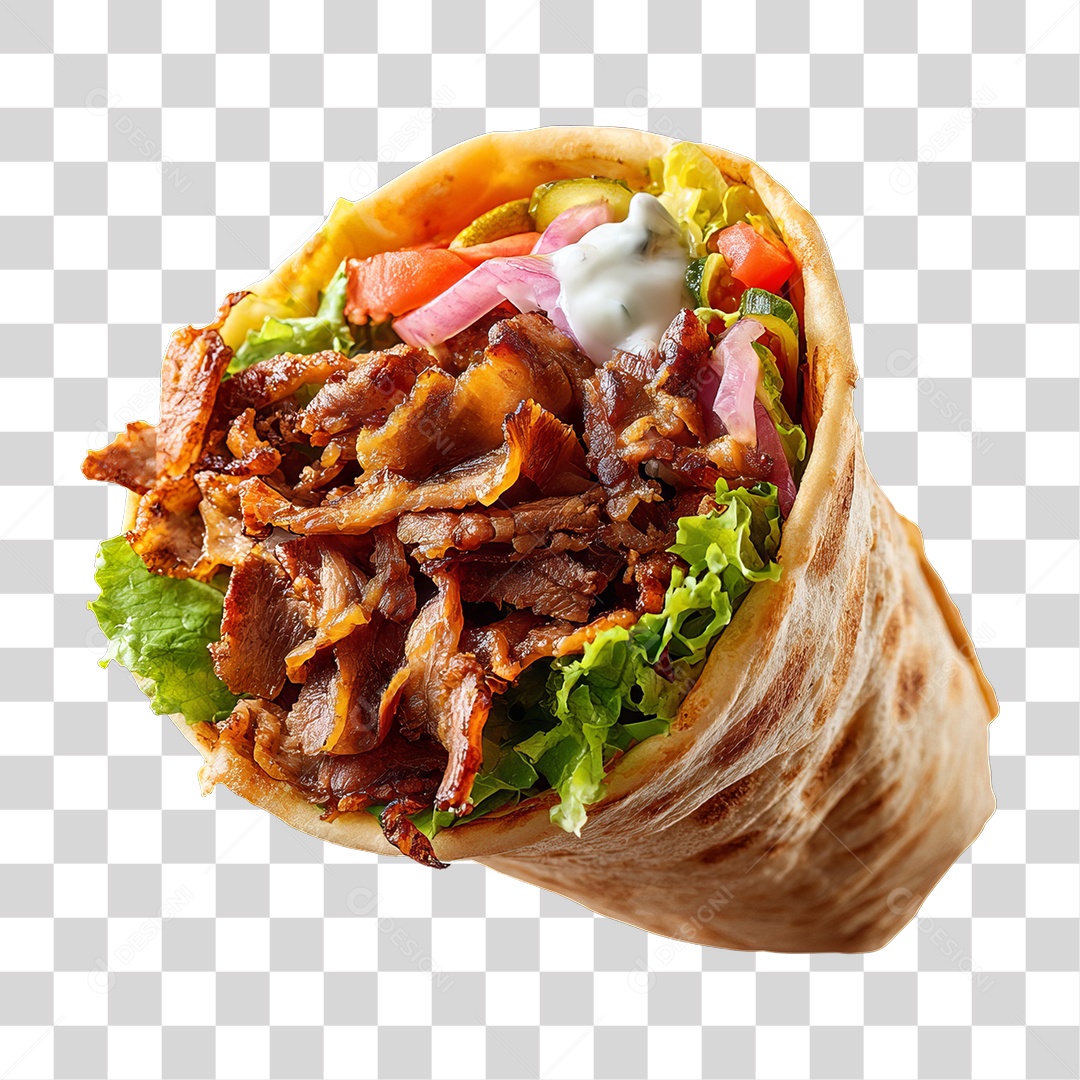 Lanche Shawarma Recheado PNG Transparente