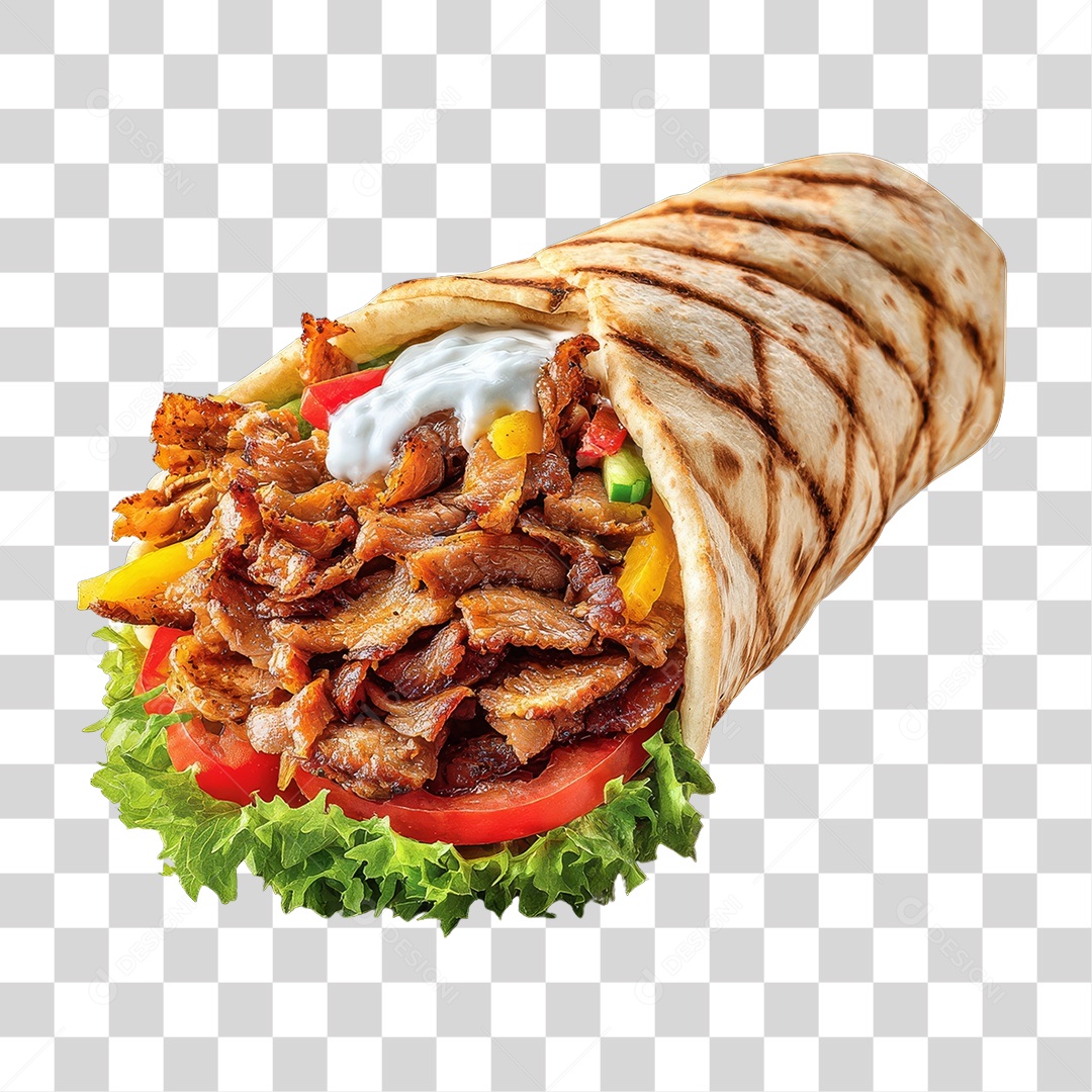 Lanche Shawarma Recheado PNG Transparente