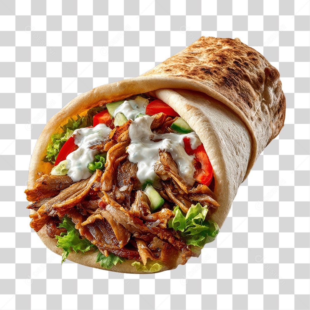 Lanche Shawarma Recheado PNG Transparente