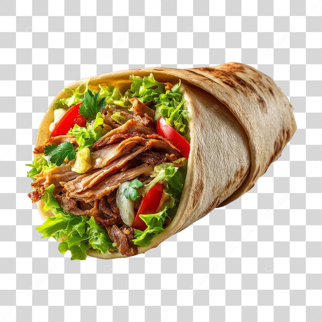 Lanche Shawarma Recheado PNG Transparente