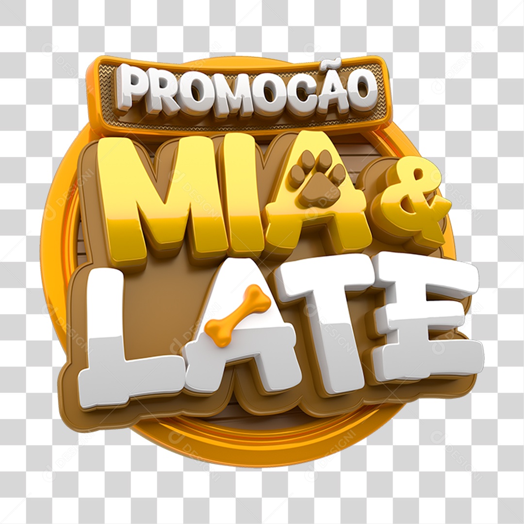 Selo 3D Promoção Mia & Late PNG Transparente