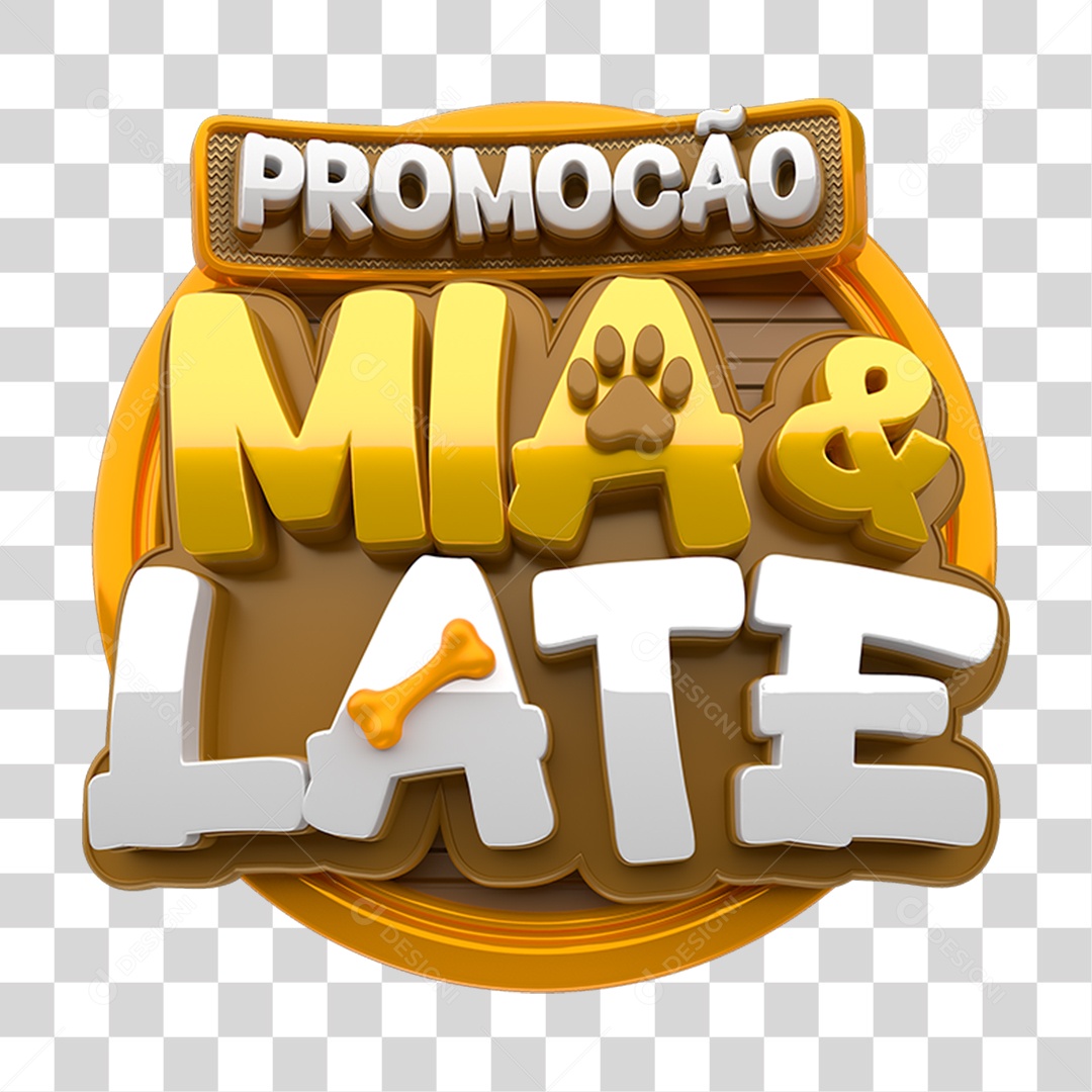 Selo 3D Promoção Mia & Late PNG Transparente