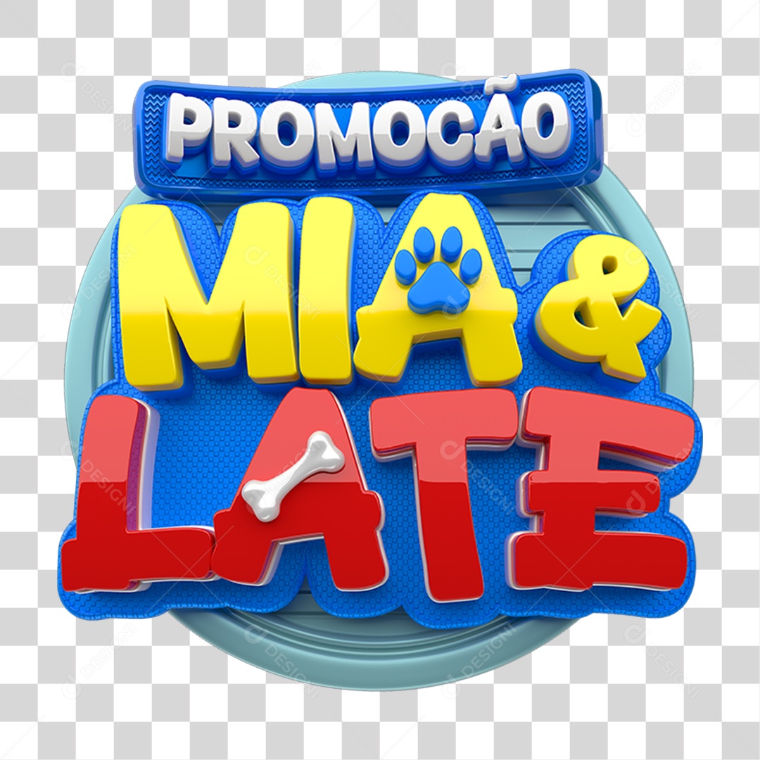 Selo 3D Promoção Mia & Late PNG Transparente