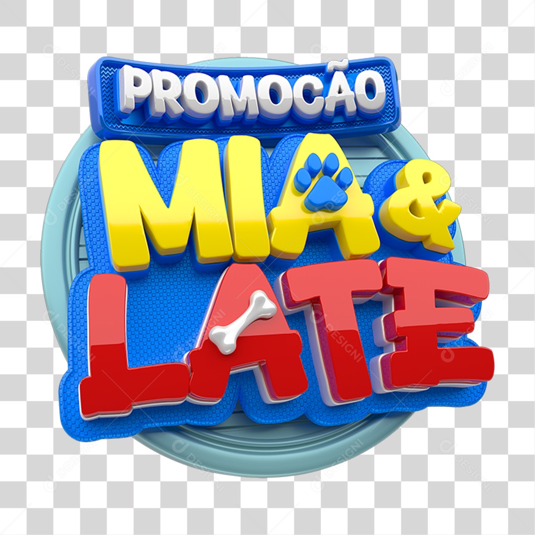 Selo 3D Promoção Mia & Late PNG Transparente