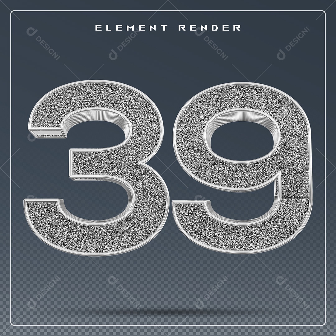 Elemento 3D Número 12 Cinza para Composição PSD