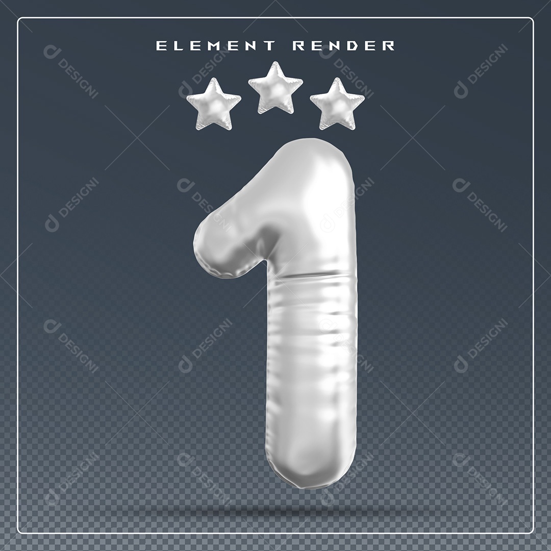 Elemento 3D Número 12 Cinza para Composição PSD