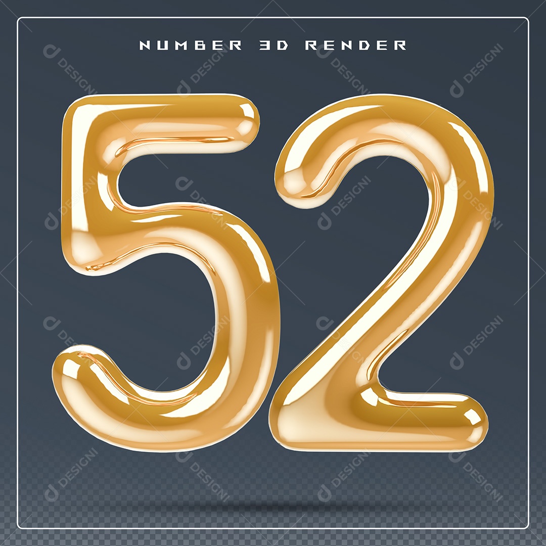 Elemento 3D Número 19 Dourado para Composição PSD