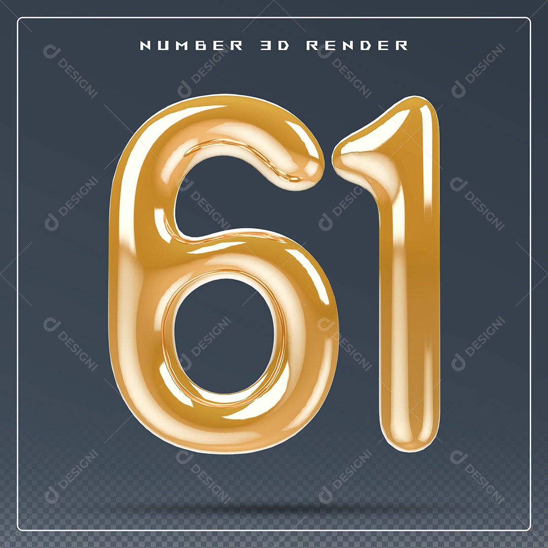 Elemento 3D Número 19 Dourado para Composição PSD