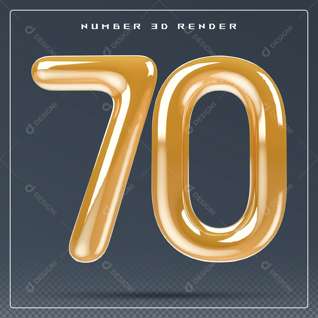 Elemento 3D Número 19 Dourado para Composição PSD