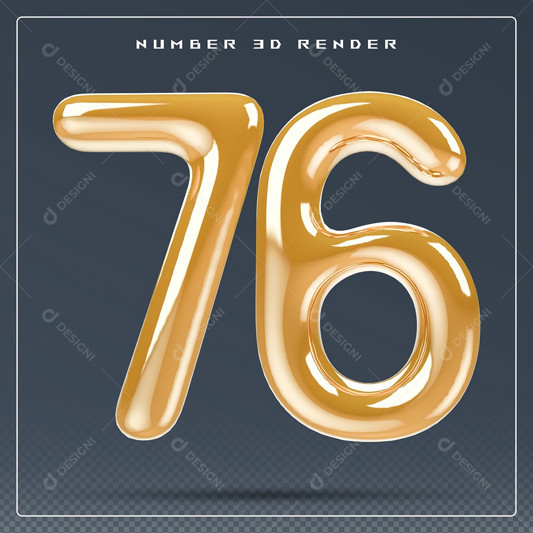 Elemento 3D Número 19 Dourado para Composição PSD