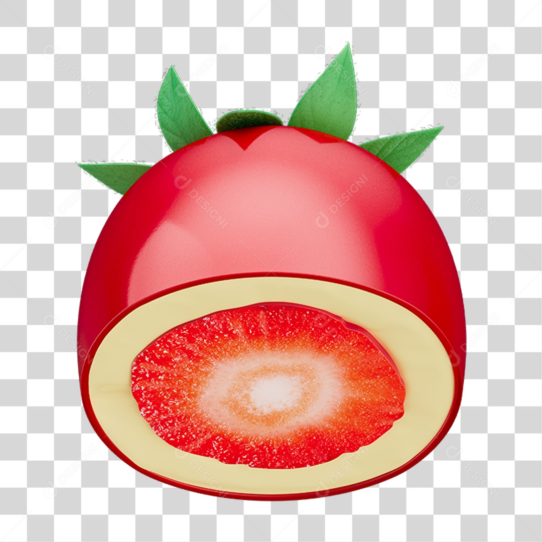 Elemento 3D Doce de Morango PNG Transparente