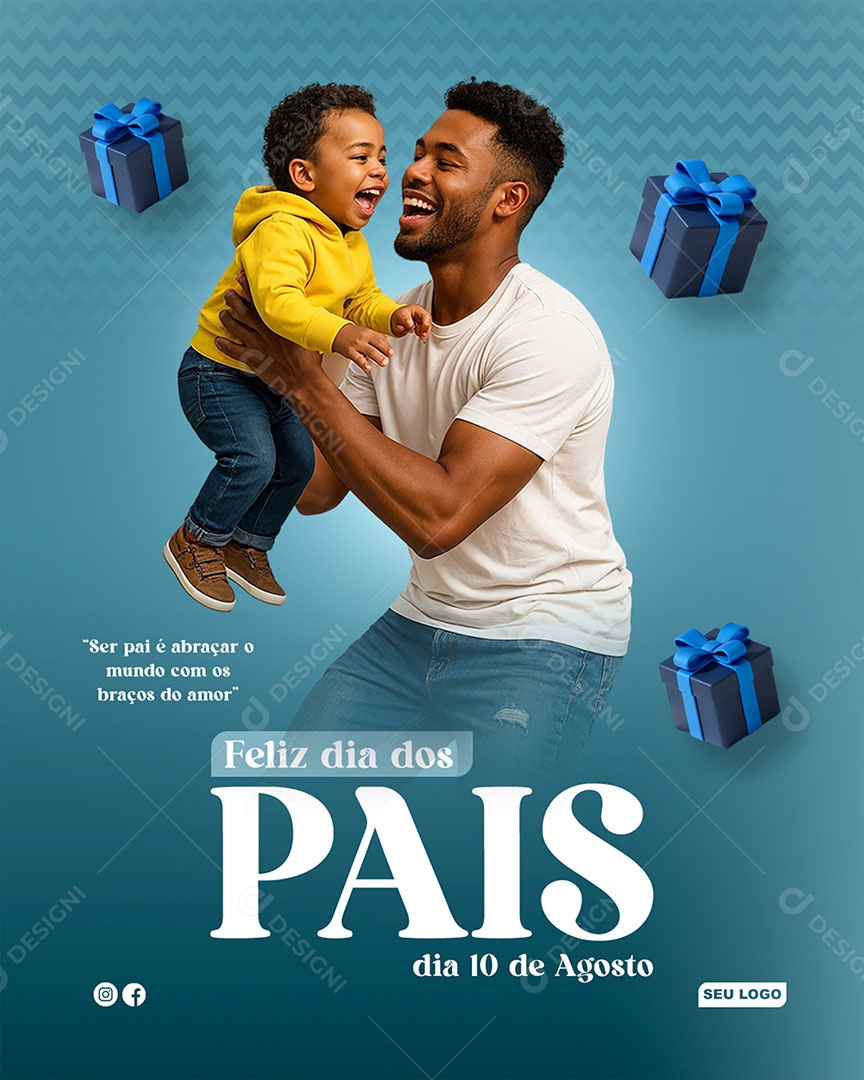 Feliz Dia dos Pais 10 de Agosto Social Media PSD Editável